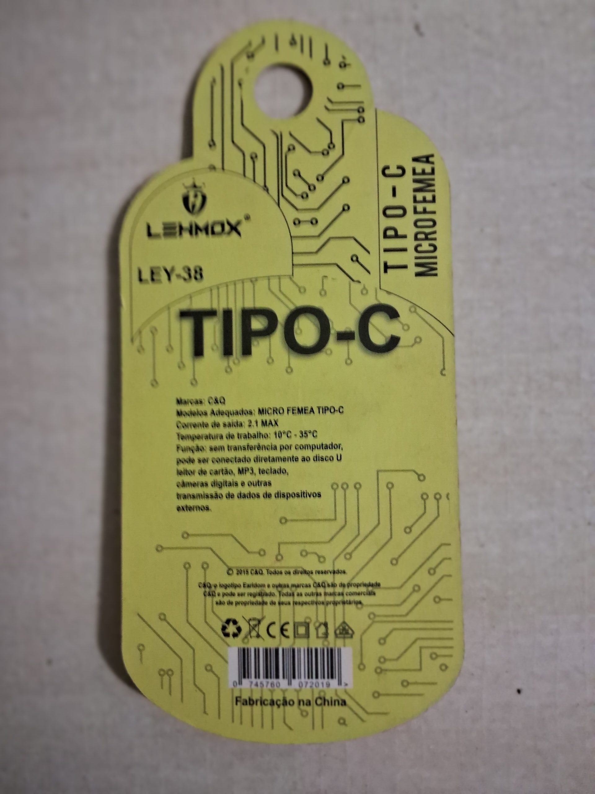 Adaptador V8 (Micro USB) para Tipo C LEHMOX (Modelo LEY-38) - Imagem 2