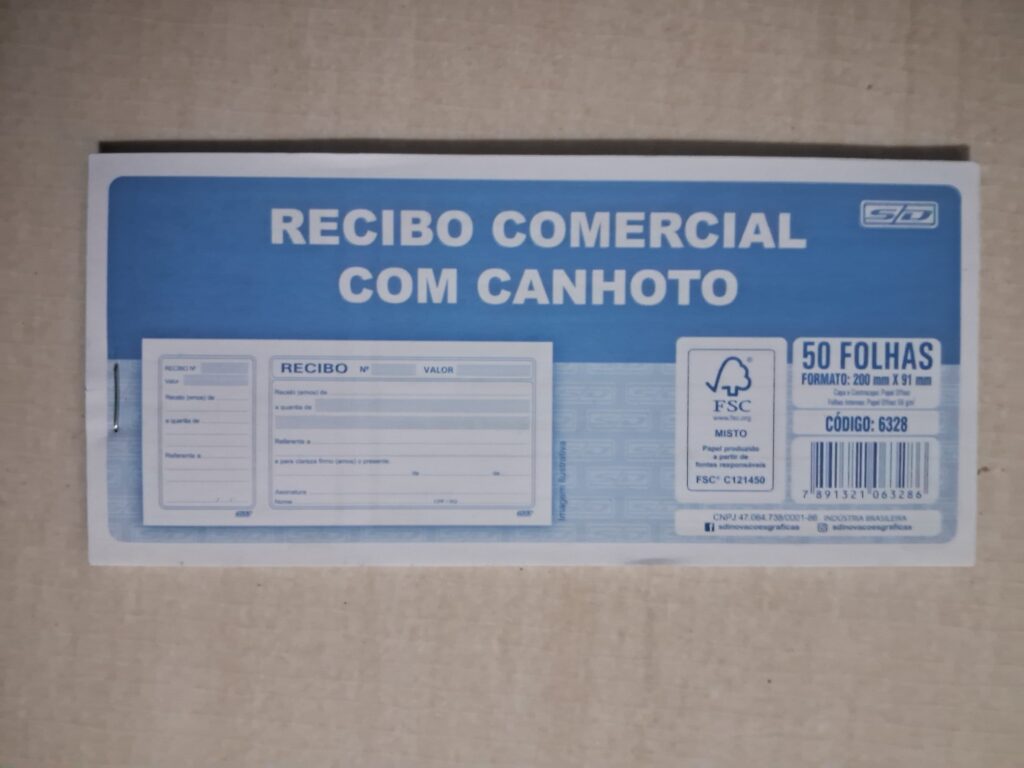 Recibo Comercial com Canhoto da marca São Domingos