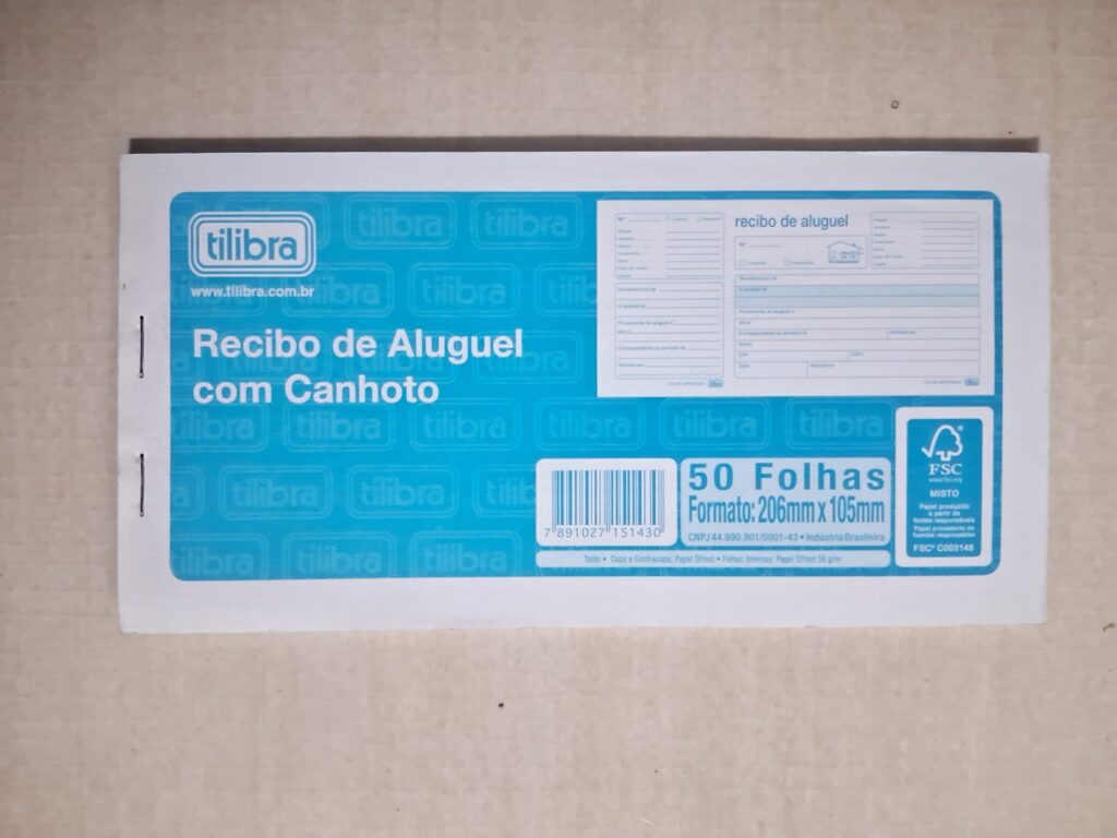 Recibo de Aluguel Com Canhoto 50 Folhas
