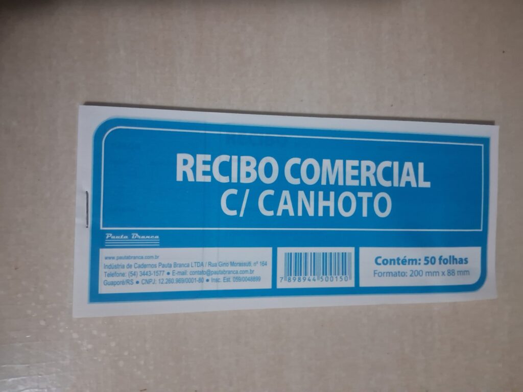 Recibo Comercial com Canhoto de 50 folhas